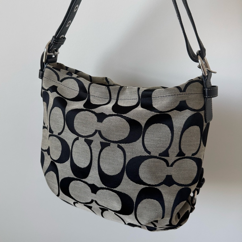 COACH Signature Canvas Black and Gray Hobo Bag